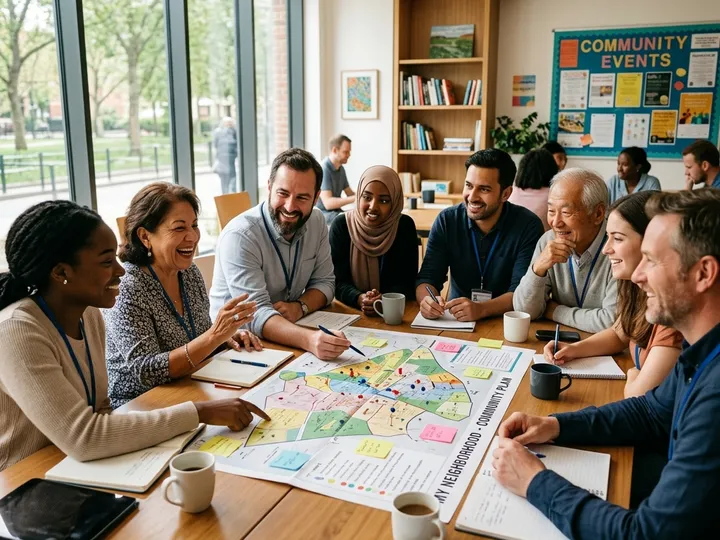 Réunion collaborative et chaleureuse entre les partenaires, l'équipe et les habitants du Centre Social de l'Hommelet