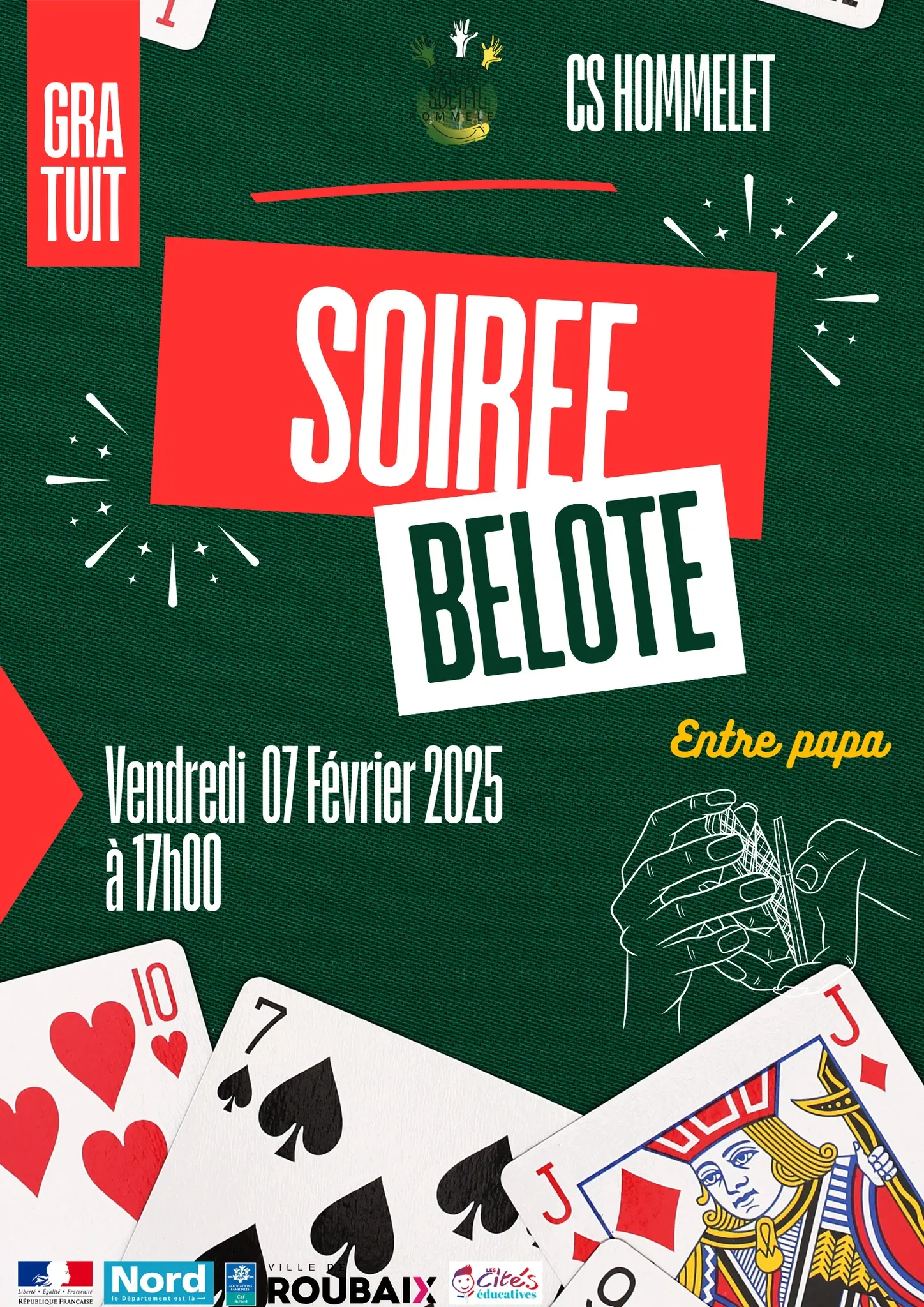 Parents et enfants autour d’un jeu de société, soirée jeux 2025